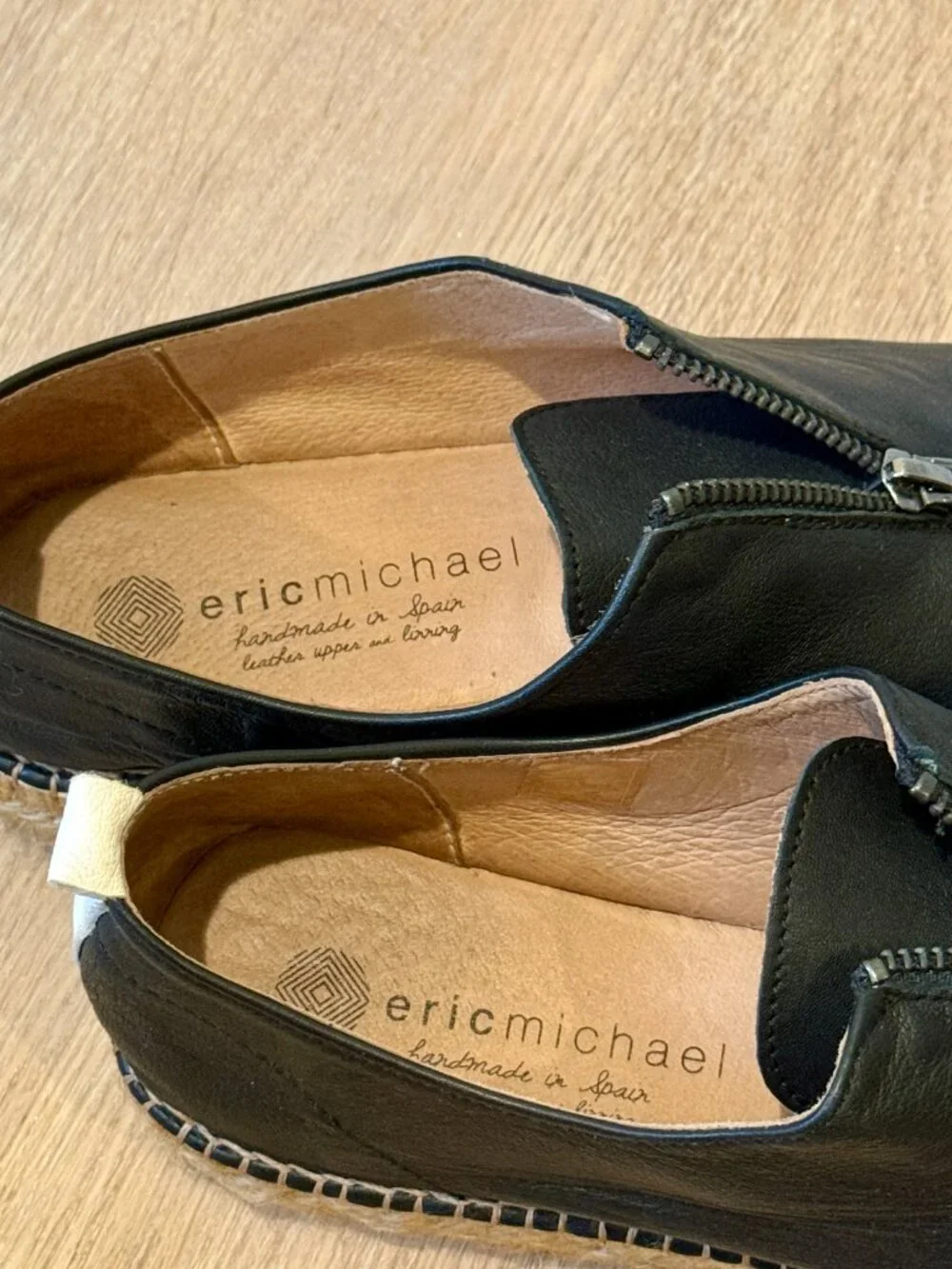Eric Michael Serena Black Leather Espadrilles